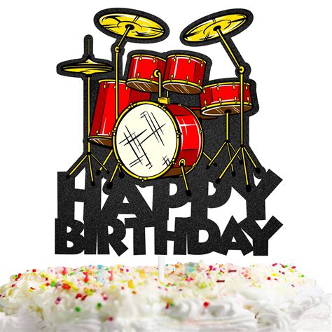 Buy Happy Birthday Cake Topper Decorations With Drum Set For Music