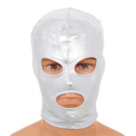 unisex shiny lingerie latex face cover headgear hood sexy role play costume ebay