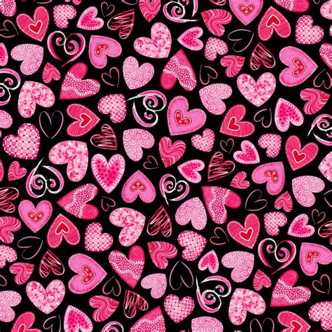 Pink Heart Fabric Valentine Fabric Kanvas Studio Hugs And Etsy