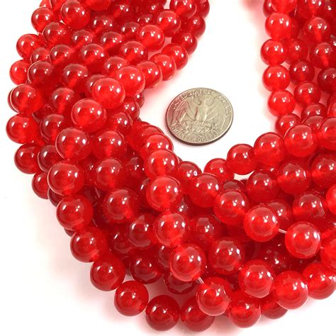 Gemstones Red Jade Beads Dyed Natural Jade Smooth Round Beads Etsy