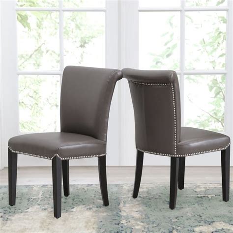 Abbyson Century Grey Bonded Leather Dining Chair Set Of 2 On Sale
