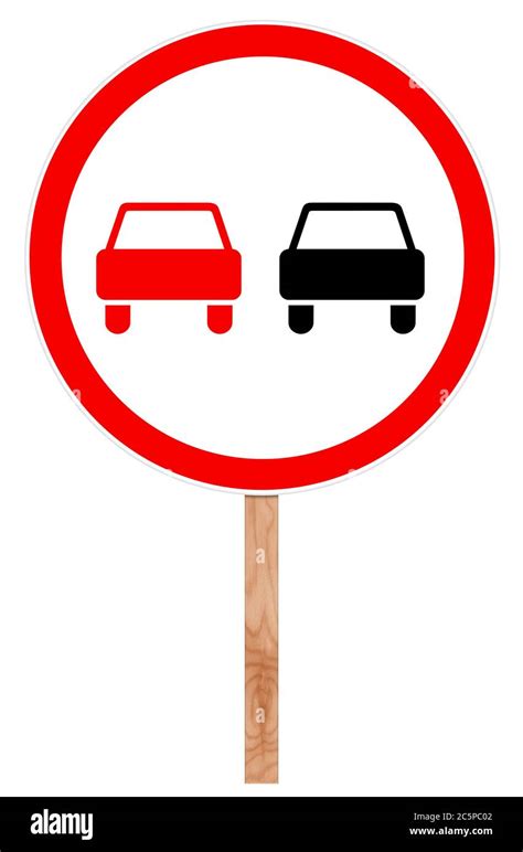 Prohibitory Traffic Sign Isolated On White Overtaking Is Forbidden