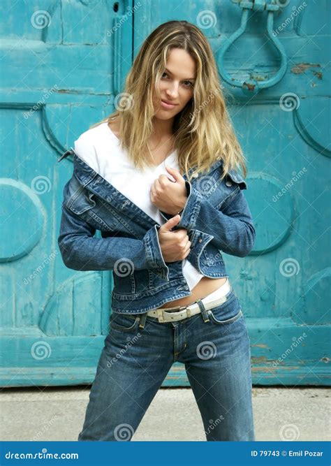blonde girl in jeans stock image image of youth blonde 79743