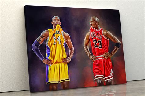 Michael Jordan And Kobe Bryant Canvas Wall Art Print Basketball Etsy