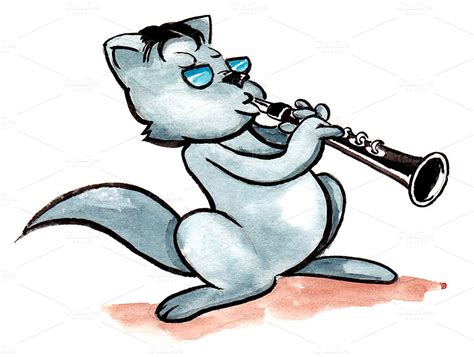 Clarinet Cat ~ Illustrations On Creative Market