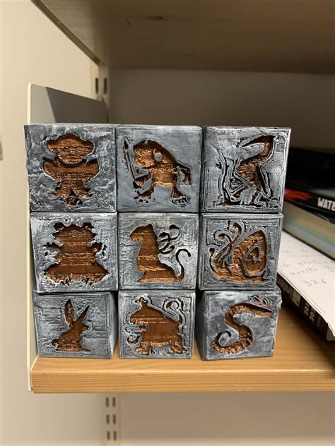 3d Printed And Painted The Nine Puzzle Cubes Of Omu Rtombofannihilation