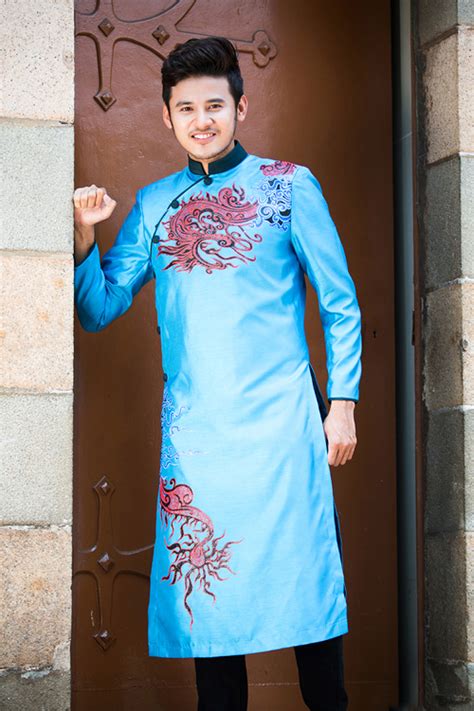 Men S Vietnamese Traditional Long Dress Ao Dai Nam Viet Nam Other