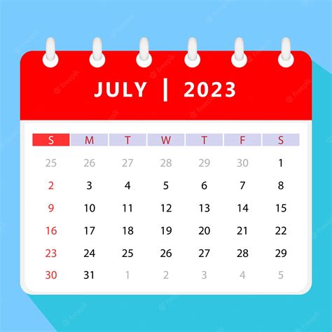 Premium Vector July 2023 Calendar Template Vector Design