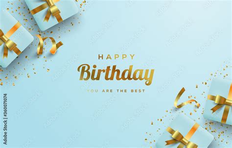 Happy Birthday Background With Soft Blue 3d T Box Illustrations