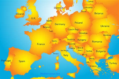 Map Of Europe Continent Illustrator Graphics ~ Creative Market