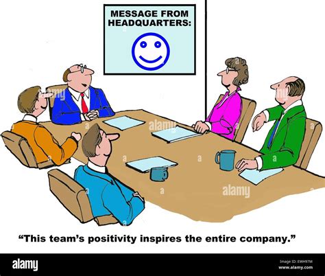 Business Cartoon Of Meeting And Chart With Happy Face This Teams