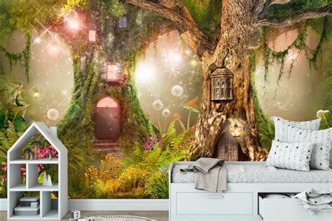 Magical Forest Nursery Decor Fairy Tale Vinyl Photo Wallpaper Etsy