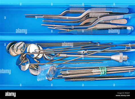 Otorhinolaryngology Or Ent Surgery Instruments In A Blue Medical Box