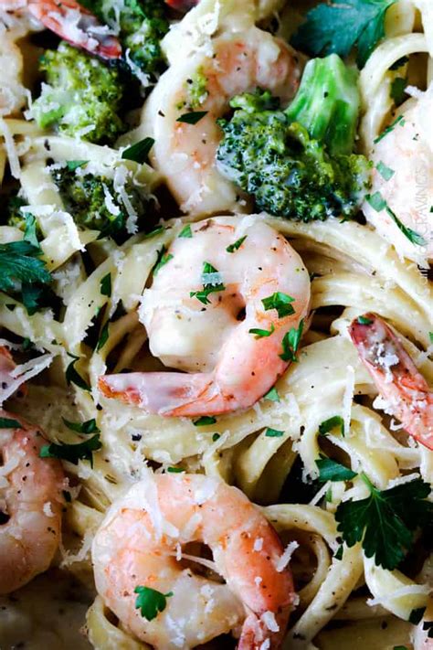 Add parmasan cheese and melt. Roasted Shrimp Fettuccine Alfredo (Lightened up!) - Carlsbad Cravings