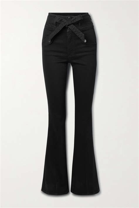 veronica beard giselle belted high rise flared jeans black editorialist