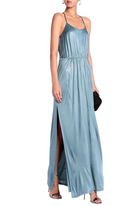 Halston Heritage Gathered Metallic Jersey Gown The Outnet