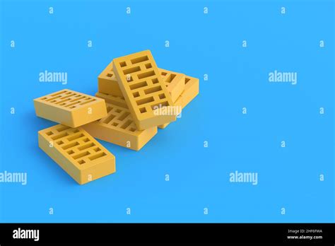 Perforated Clay Bricks On Blue Background Home Construction Building