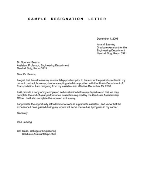 Resignation Letter Format For Assistant Professor In Engineering
