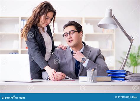 The Sexual Harassment Concept With Man And Woman In Office Stock Image Image Of Flirting Boss