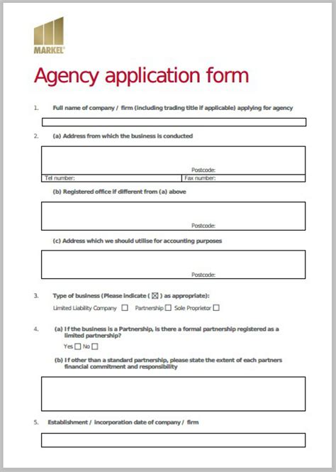 8 Agency Application Form Templates Psd