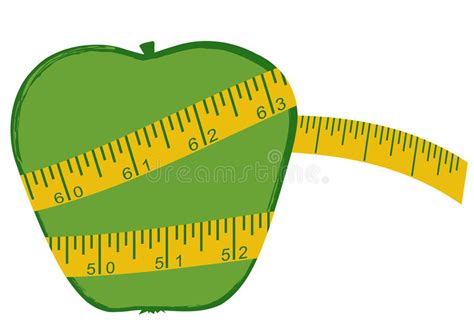 Apple With Measuring Tape And Weight Scale Isolated Stock Vector - Illustration of isolated ...