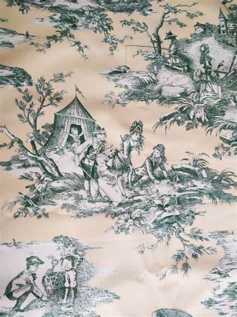 Stunning Piece Of French Toile De Jouy Yellow Fabric Etsy