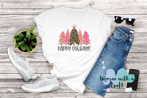 Pink Leopard Print Happy Holiday Christmas Tree Shirt Xmas Tee For