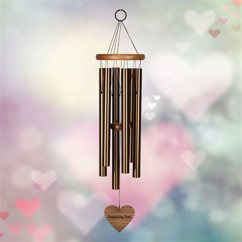 Amazing Grace 25 Inch Bronze Wind Chime Engravable Heart Sail