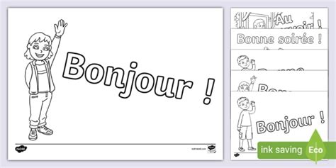 French Greetings Colouring Activity Sheets Teacher Made