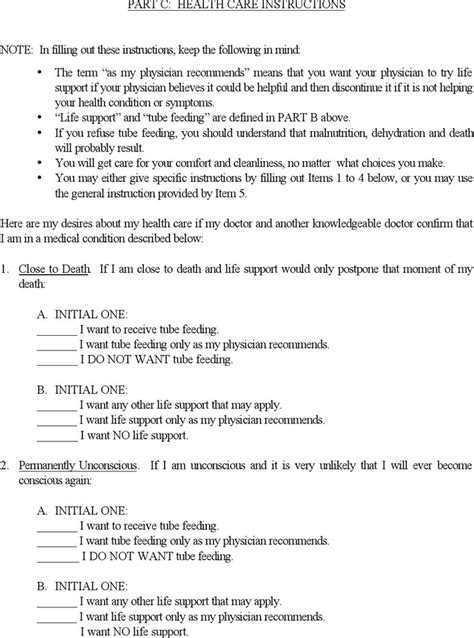 Free Oregon Advance Directive Form Pdf 16kb 7 Pages Page 4