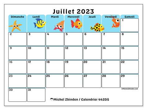 Calendrier Juillet 2023 à Imprimer “442ds” Michel Zbinden Mc