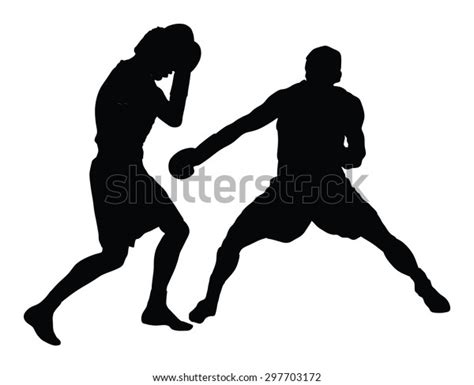 Two Boxers Ring Vector Silhouette Illustration Stock Vector Royalty