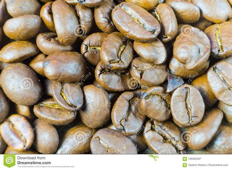 Roasted Coffee Beans Close Up Background From Coffee Beans Stock Image