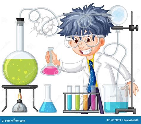 Scientist Doing Experiment In Science Lab Stock Vector Illustration