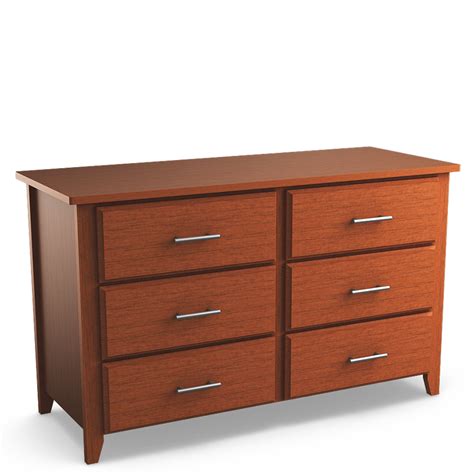 The drawers have metal handles with a brushed nickel finish and metal ball bearing. Kingston: Six Drawer Dresser - Leisters Furniture