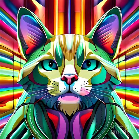 Psychedelic Cat 012 Digital Art By Alejandro Arcia Pixels