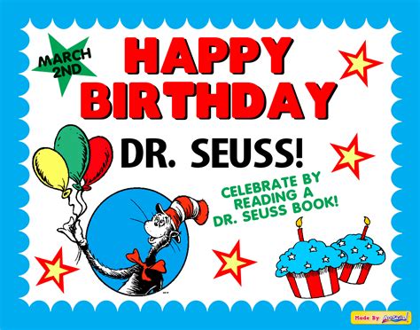Dr Seuss Birthday March 2 Kids Art Projects Classroom Posters Seuss