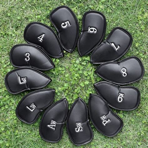 12pcs durable thick pu leather head cover for golf iron club putter headcover set 3 sw universal