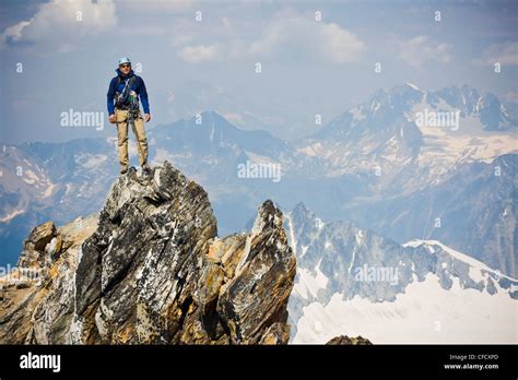 A Young Man Mountain Climbing The Classic North West Ridge Of Mt Sir