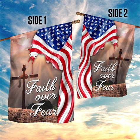 Faith Over Fear Jesus Christian Cross American Flag Flagwix