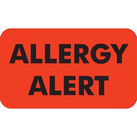 Allergy Warning Labels Allergy Alert Fl Red 1 12 X 78 Roll Of 250