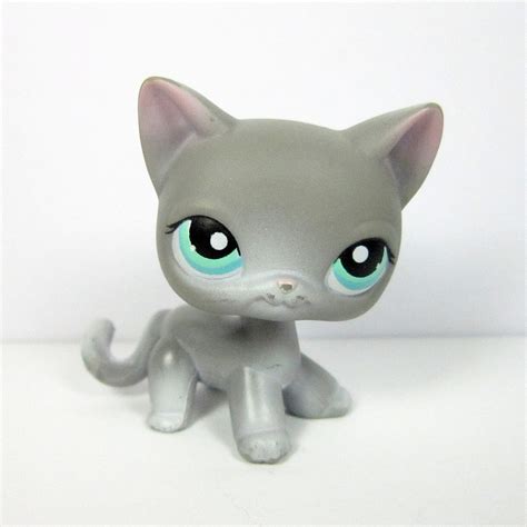 Littlest Pet Shop Lps 126 Short Hair Siamese Cat Grey Gray Blue Teal