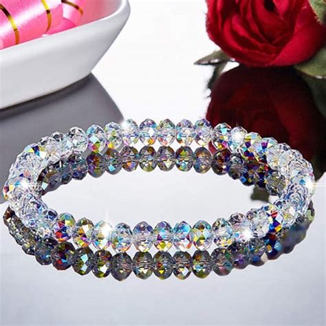 Gpl Beautiful 1pc New Women Colorful Crystal Beaded Bracelets And Bangles