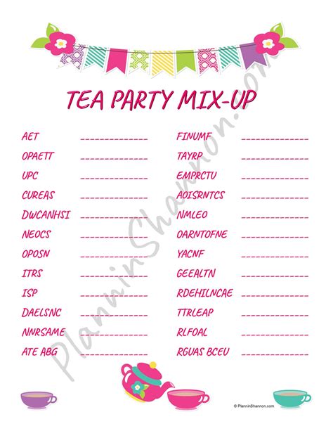 Kids Tea Party Bundle Game Pack The Tea Set Word Etsy