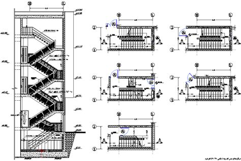 Plan And Section Stair Plan Detail Dwg File Cadbull