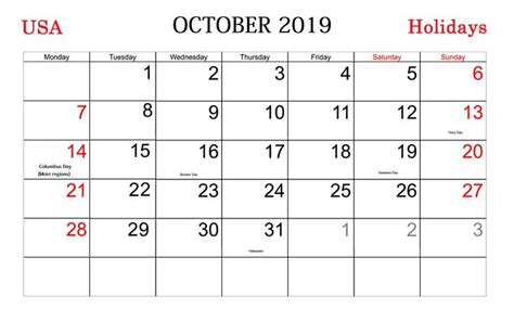 October 2019 Uk Holidays Calendar Holiday Calendar Usa Calendar