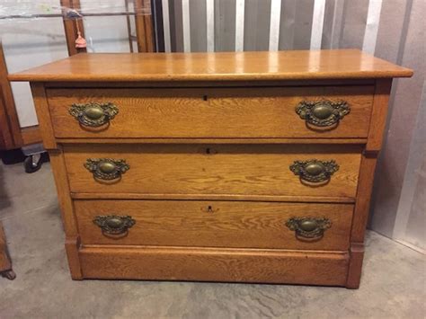 Antique Solid Oak Dresser Chest 3 Drawer Dovetails By Ptgallery