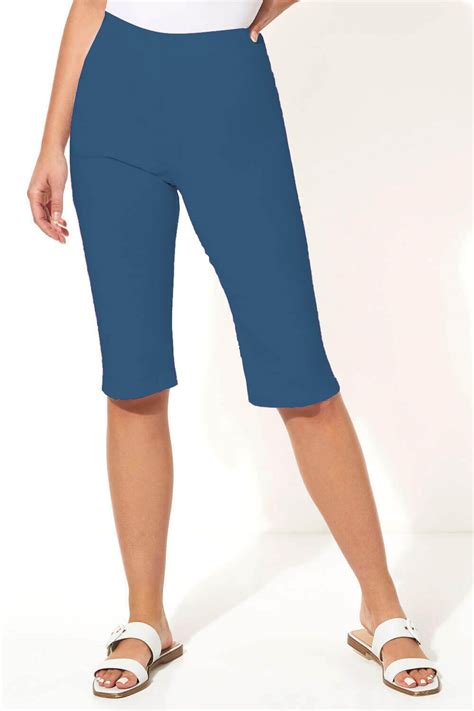 Stretch Knee Length Shorts In Petrol Blue Roman Originals Uk