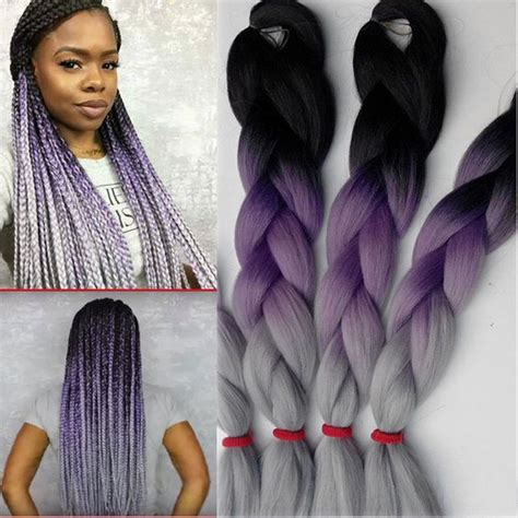 Braiding hair | pink and purple wig on dark skin. Purple Ombre Braiding Hair 100G 10Pcs Crochet Braids Hair ...