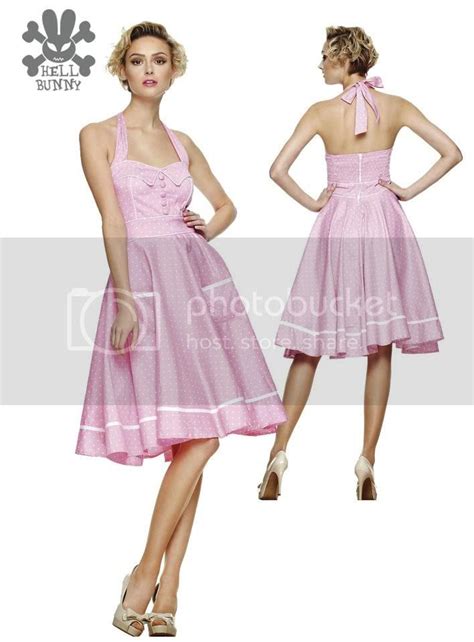 Hell Bunny Olivie Pink Vintage Pinup Dress Rockabilly Retro Rock And